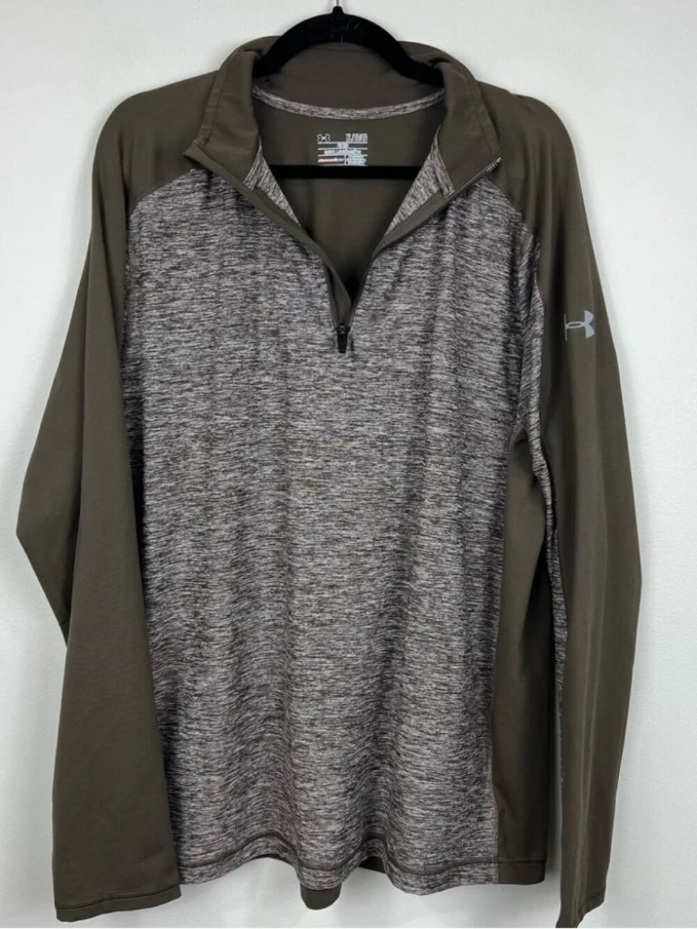 Under Armour UA Tech 1/4 Zip Pullover Olive Gray AllSeasonGear Fitted Size XL